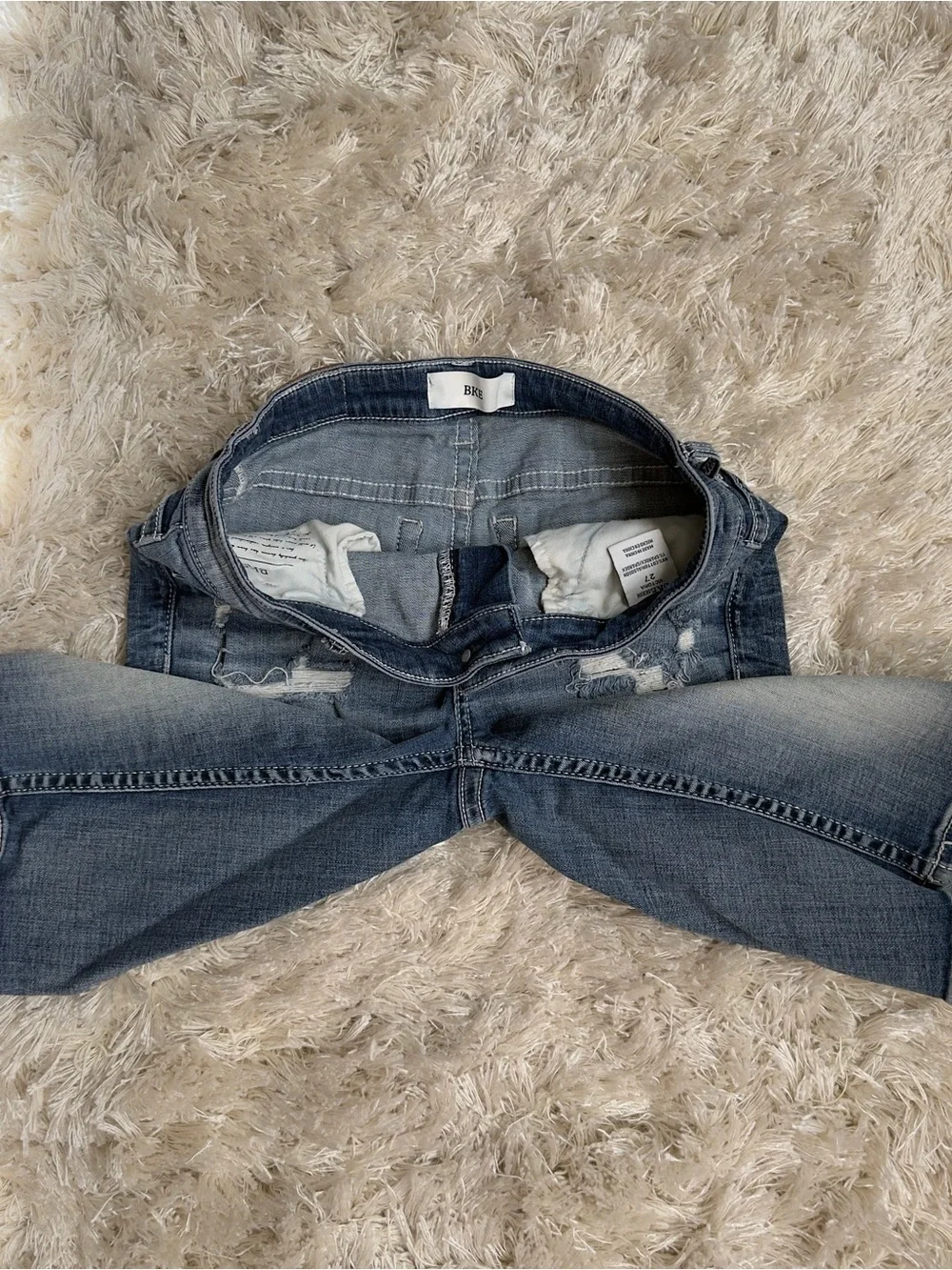 Distressed BKE Bermuda Denim Jorts‎ Shorts Victoria Medium Wash Y2K 27